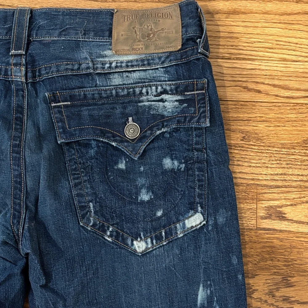 True Religion Ricky Men's Blue Distressed Jeans size 36